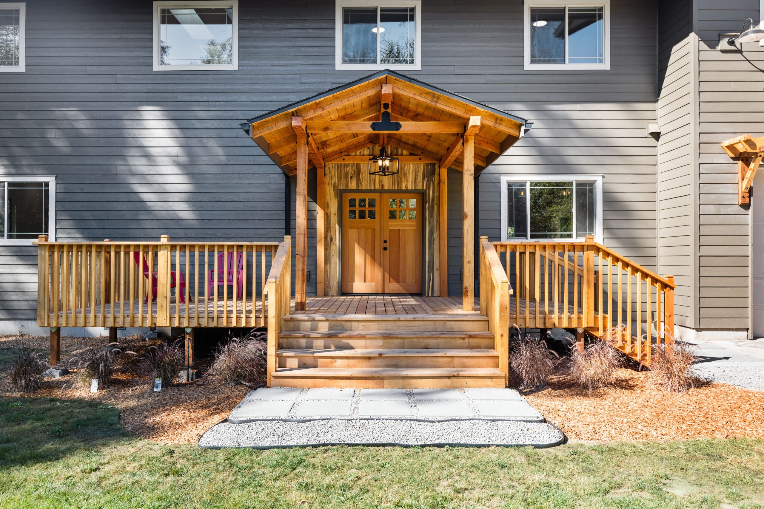Exterior deck and entry construction by Hammer Falls Construction